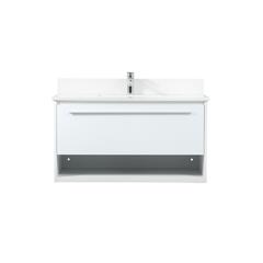 36 inch Single bathroom vanity in white with backsplash