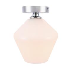 Gene 1 light Chrome and Frosted white glass Flush mount