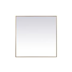 Metal Frame Square Mirror 48 inch in Brass