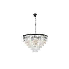 Sydney 33 light Matte Black Chandelier Clear Royal Cut Crystal