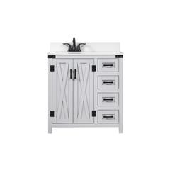 32 inch Single bathroom vanity in grey with backsplash