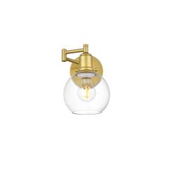 Davian 1 light Brass and Clear swing arm wall sconce