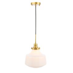 Lyle 1 light Brass and frosted white glass pendant