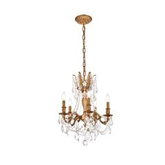 Rosalia 5 light French Gold Pendant Clear Royal Cut Crystal