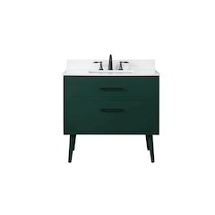 36 Inch Bathroom Vanity In Green With Backsplash