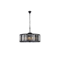 Chelsea 10 light Matte Black Chandelier Silver Shade (Grey) Royal Cut Crystal