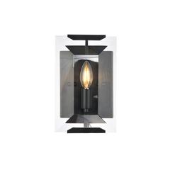 Monaco 1 light Flat Black (Matte) Wall Sconce Glass Crystal