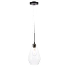Gene 1 light Black and Clear glass pendant