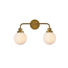 Hanson 2 lights bath sconce in brass with frosted shade