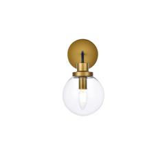 Hanson 1 light bath sconce in black with brass with clear shade