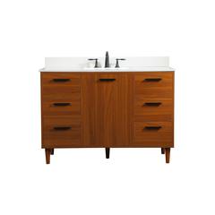 48 inch bathroom vanity in Teak with backsplash