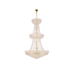 Primo 38 light Gold Chandelier Clear Royal Cut Crystal