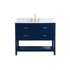 42 inch Single bathroom vanity in blue with backsplash