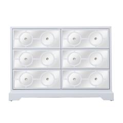 48 in. mirrored six drawer cabinet in white