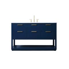 54 Inch SIngle Bathroom Vanity In Blue
