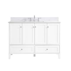 48 inch Single Bathroom Vanity in White with Backsplash