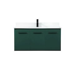 40 Inch Single Bathroom Vanity In Green With Backsplash