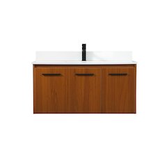 40 Inch Single Bathroom Vanity In Teak With Backsplash