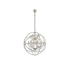 Geneva 6 light polished nickel Chandelier Clear Royal Cut crystal