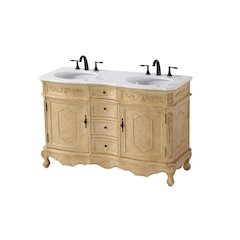 54 inch Double Bathroom Vanity in Antique Beige