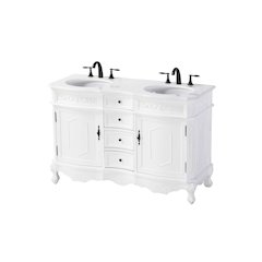 54 inch Double Bathroom Vanity in Antique white