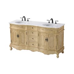 66 inch Double Bathroom Vanity in Antique Beige