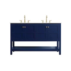 54 inch Double Bathroom Vanity in Blue