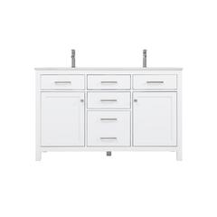 54 Inch Double Bathroom Vanity In White