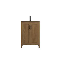 Finnley 24 Inch Single Bathroom Vanity In Walnut Brown