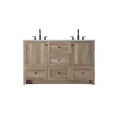 54 inch Double Bathroom Vanity In Natural Oak