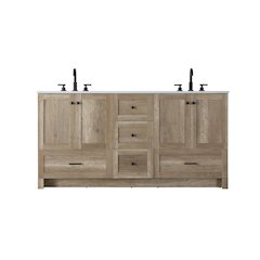 66 inch Double Bathroom Vanity In Natural Oak