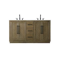 60 inch Double Bathroom Vanity in Hazel Oak