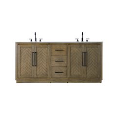 72 inch Double Bathroom Vanity in Hazel Oak