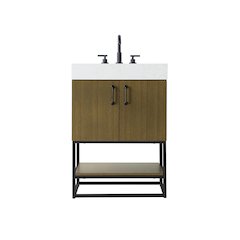 24 inch Single Bathroom Vanity in Chestnut Brown