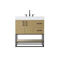 32 inch Single Bathroom Vanity in  Honey Brown