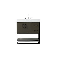 32 inch Single Bathroom Vanity in Mocha Brown