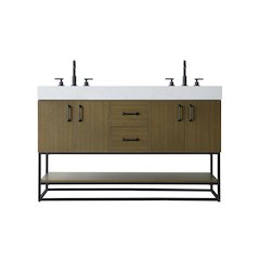 54 inch Double Bathroom Vanity in Chestnut Brown
