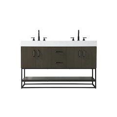 54 inch Double Bathroom Vanity in Mocha Brown