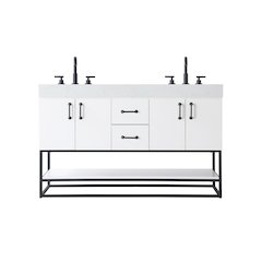 54 inch Double Bathroom Vanity in White