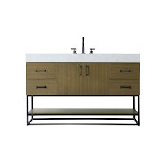 54 inch Single Bathroom Vanity in Chestnut Brown