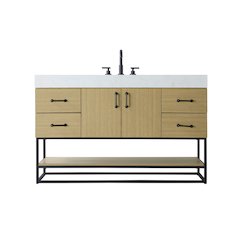 54 inch Single Bathroom Vanity in Honey Brown