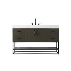 54 inch Single Bathroom Vanity in Mocha Brown