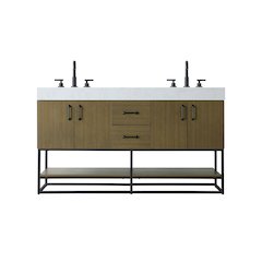60 inch Double Bathroom Vanity in Chestnut Brown