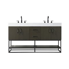 60 inch Double Bathroom Vanity in Mocha Brown