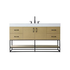 60 inch Single Bathroom Vanity in Honey Brown