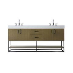 72 inch Double Bathroom Vanity in Chestnut Brown