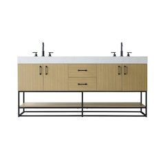 72 inch Double Bathroom Vanity in Honey Brown