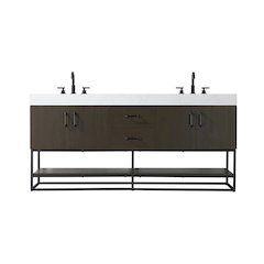 72 inch Double Bathroom Vanity in Mocha Brown