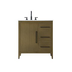 32 Inch Single Bathroom Vanity In Chestnut Brown