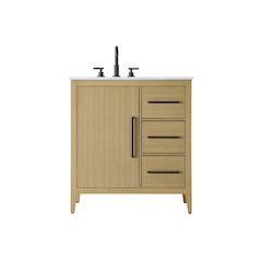 32 Inch Single Bathroom Vanity In  Honey Brown